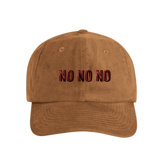 Beige Cord Cap personalisierbar — individuell bestickbar, rote Schrift