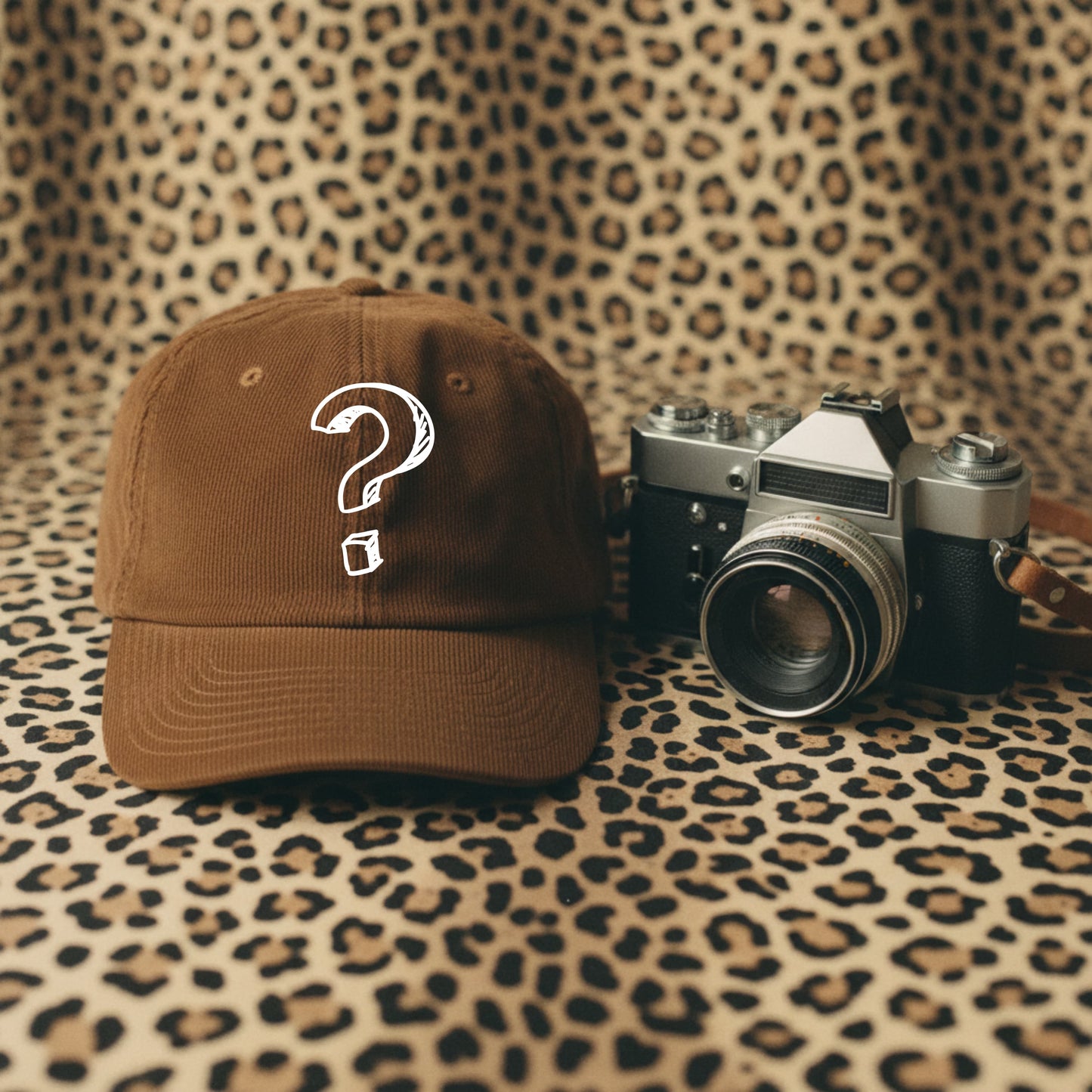 Beige Cord Cap personalisierbar — individuell bestickbar, rote Schrift