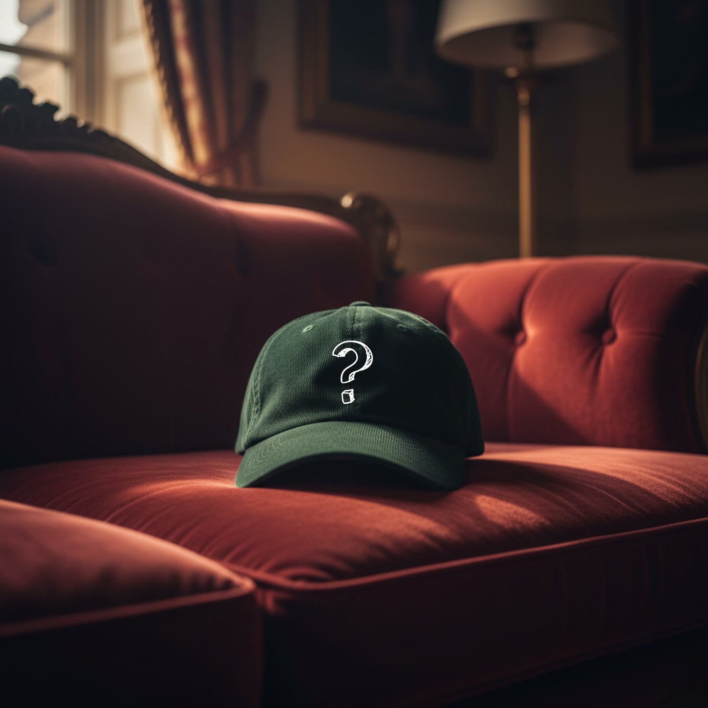 Dunkelgrüne Cord Cap — 1-Zeichen personalisierbar (Initiale)