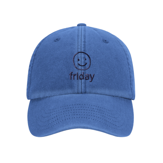 Vintage Blau Dad-Cap — Smile-Icon & eigener Text personalisierbar