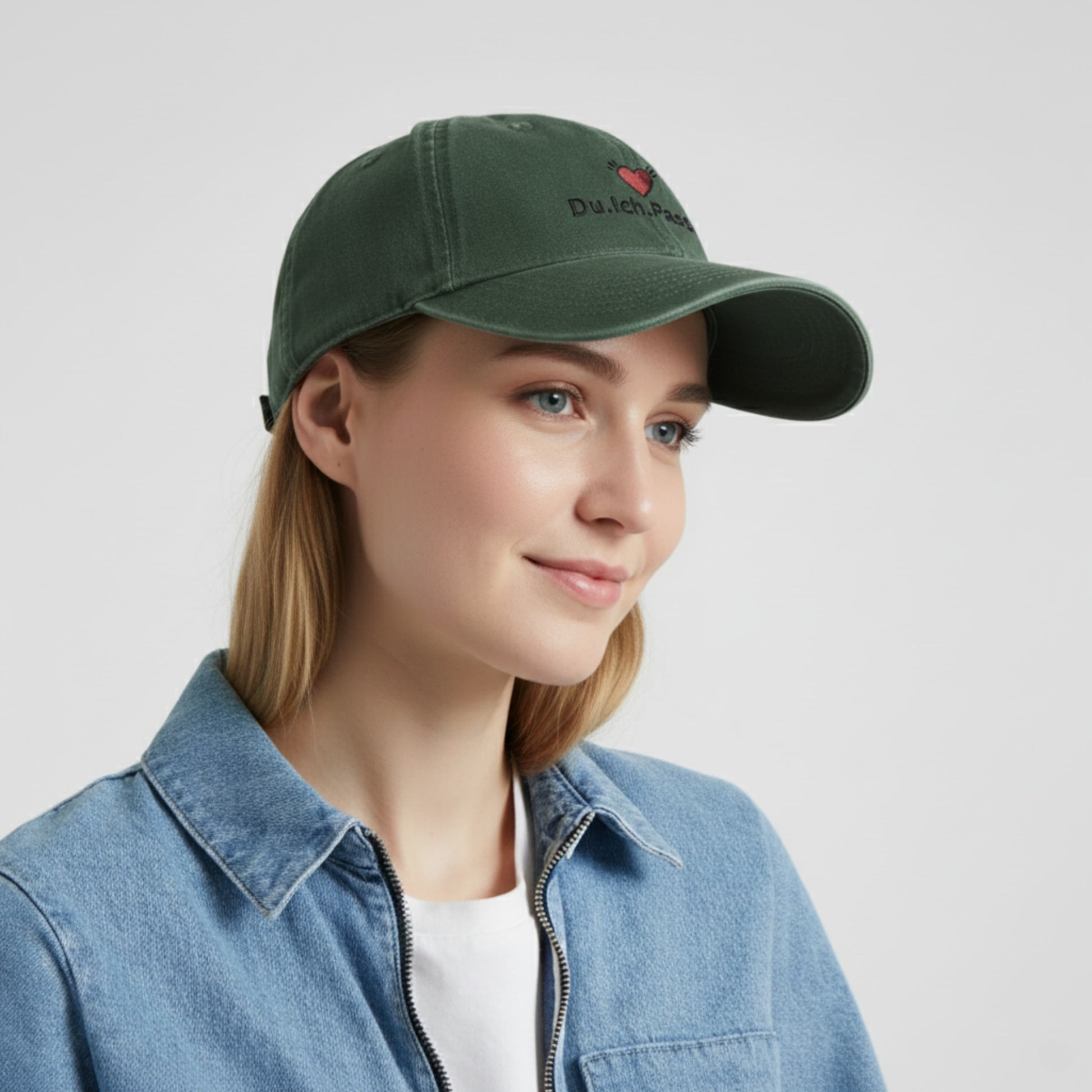 Grüne Cap model – Model trägt personalisierte Cap